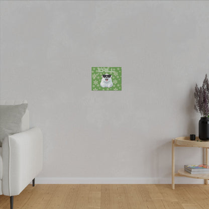 Chill, Polar Bear, Matte Canvas, Stretched 0.75", wall art, snowflakes - green
