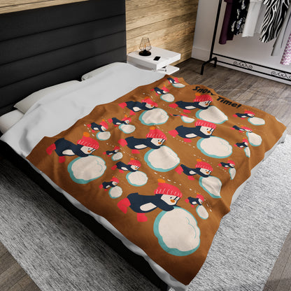 Snow Time Velveteen Plush Blanket - Light brown