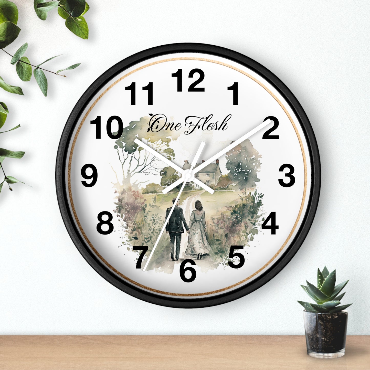 One Flesh Wall Clock, Christian, housewarming, new couple, vintage, wedding,