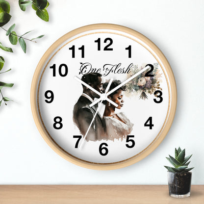 One Flesh Wall Clock, Christian, housewarming, afroamerican, new couple, wedding