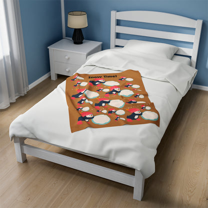 Snow Time Velveteen Plush Blanket - Light brown