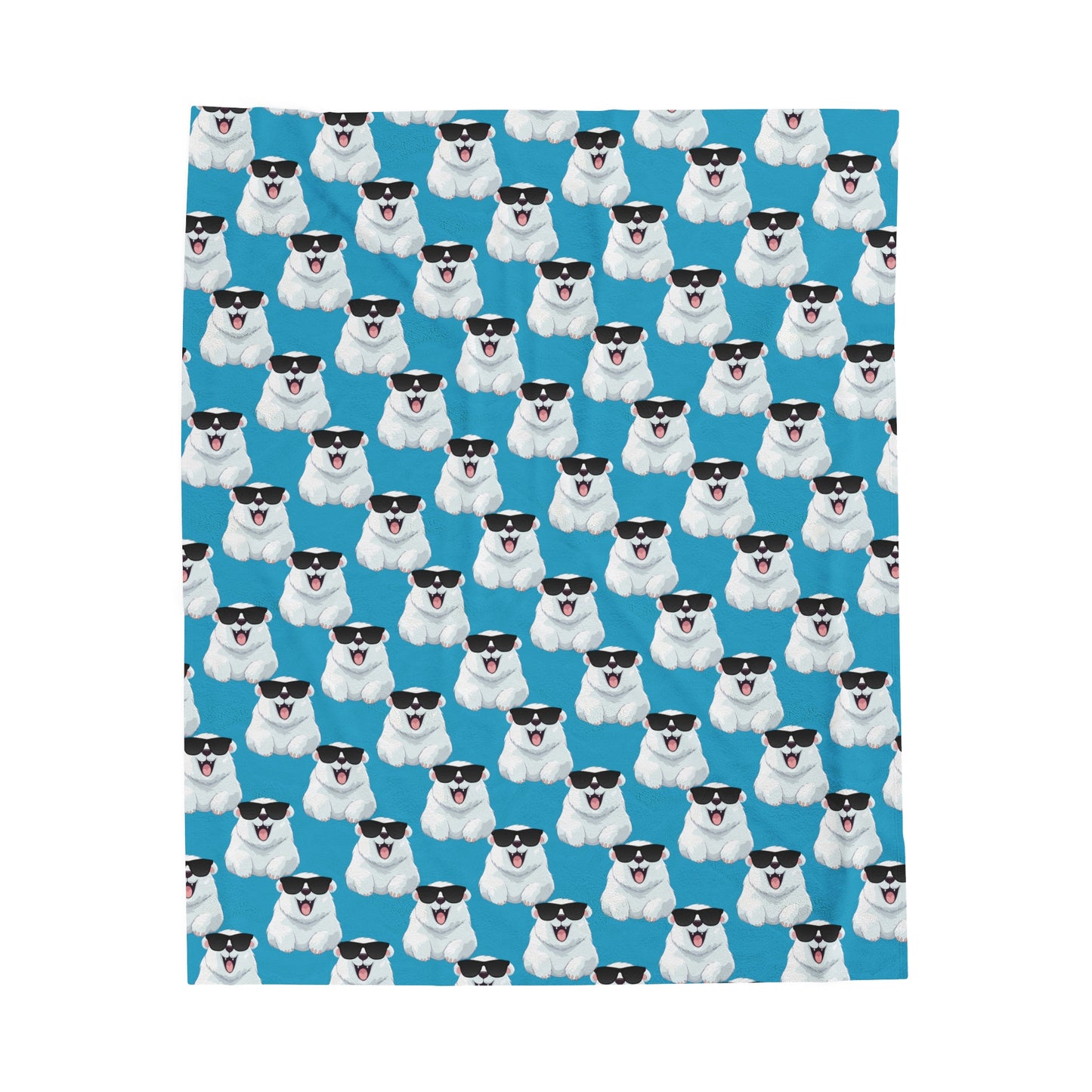 Polar Bear Velveteen Plush Blanket - Turquoise