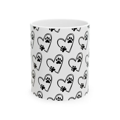 Paw Prints Ceramic Mug, (11oz, 15oz), pet lovers