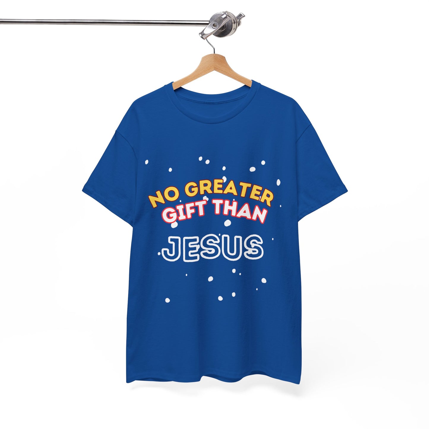 No Greater Gift Than Jesus (Snowfall Multi-Color) Unisex Heavy Cotton Tee