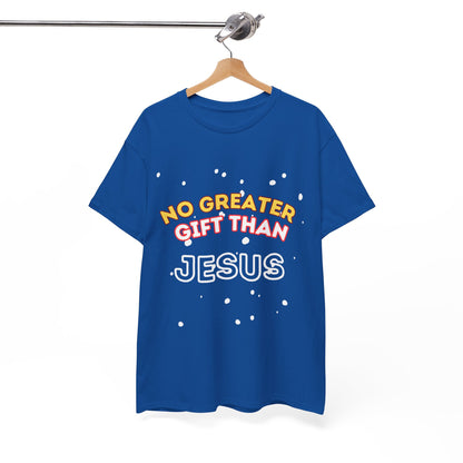 No Greater Gift Than Jesus (Snowfall Multi-Color) Unisex Heavy Cotton Tee