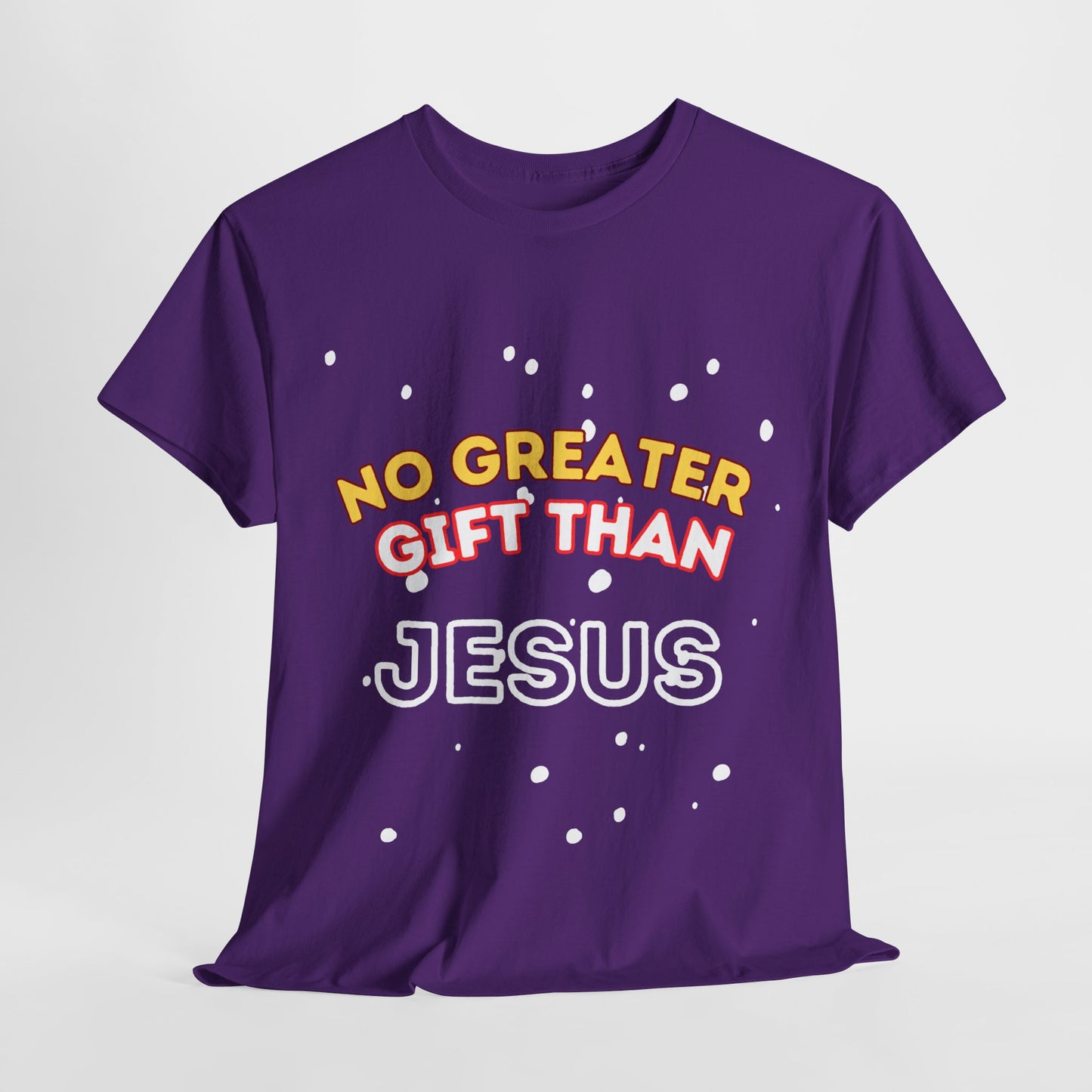 No Greater Gift Than Jesus (Snowfall Multi-Color) Unisex Heavy Cotton Tee