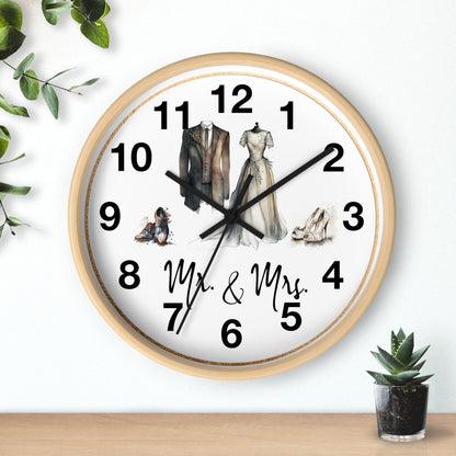 Mr & Mrs Wall Clock, vintage design, new couple, anniversary, housewarming gift