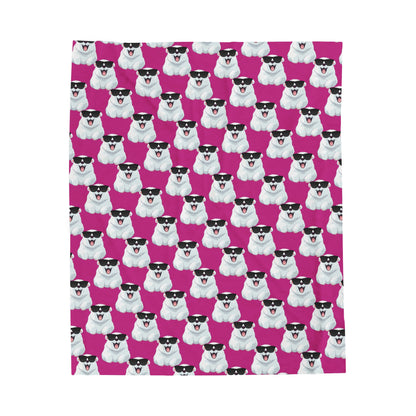 Polar Bear Velveteen Plush Blanket - Pink