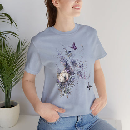 Flowers and Butterflies, Bella + Canvas T-shirt, spring, summer