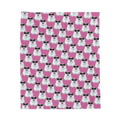 Polar Bear Velveteen Plush Blanket - Light Pink