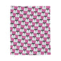 Polar Bear Velveteen Plush Blanket - Light Pink