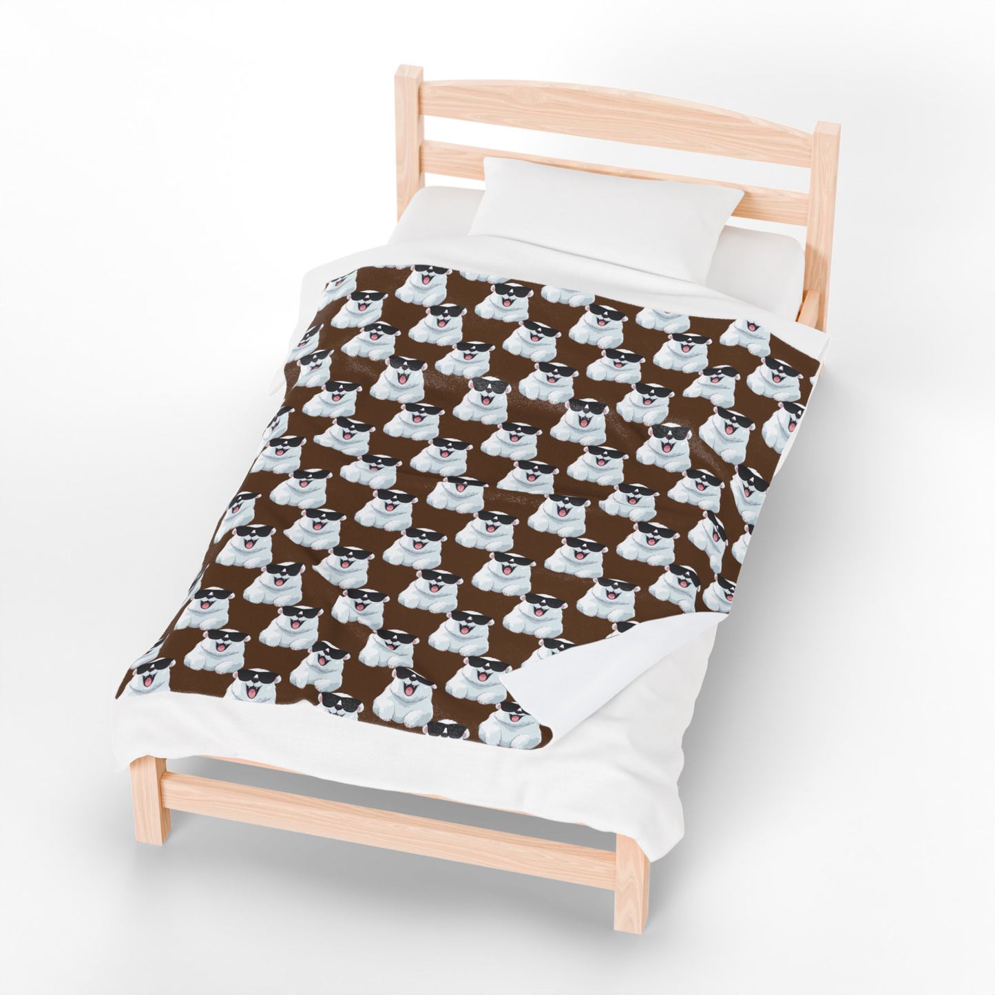 Polar Bear Velveteen Plush Blanket - Brown
