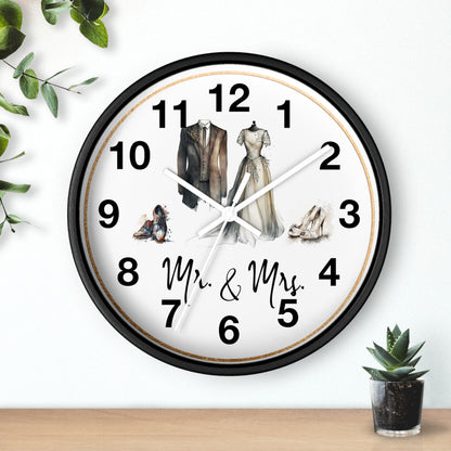 Mr & Mrs Wall Clock, vintage design, new couple, anniversary, housewarming gift