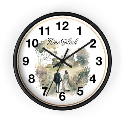 One Flesh Wall Clock, Christian, housewarming, new couple, vintage, wedding,